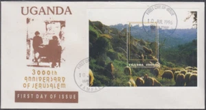 UGANDA Sc #1415 FDC - S/S de 1 SELLO con GRUTA DE JERUSALÉN - Imagen 1 de 1