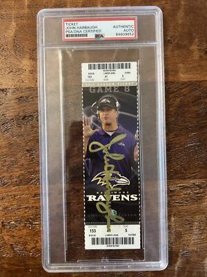 John Harbaugh Signed Ticket Stub PSA DNA Coa Slabbed Ravens Autographed - Image 1 of 4
