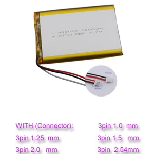 Batería Li de polímero 3,7 V 6000 mAh 22,2 Wh 906090 Lipo Termistor JST 3 pines 3 cables - Imagen 1 de 14