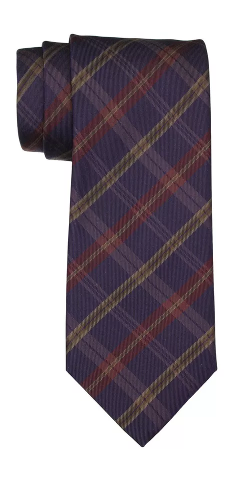 Altea Milano Purple Plaid Printed Tie Made in Italy - Image 1 of 1