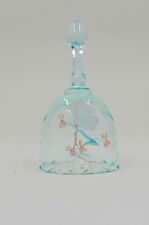 Fenton Hand Painted Butterfly Blue Oval Glass Bell Diamond Optic Signed