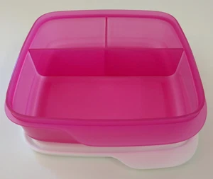Tupperware Lunch-It Divided Square Lunch Box Snacks Sides Fuschia Kiss Pink New - Picture 1 of 3