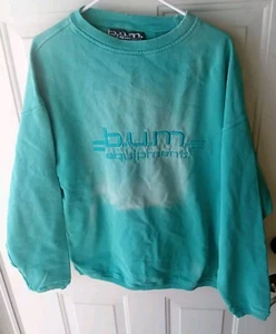 Vintage 80s 90s BUM Equipment Big Logo Grunge Surf Skate Sweatshirt Teal Spell - Picture 1 of 3
