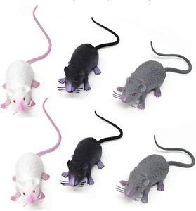 6PCS Plastic Halloween Fake Rat Simulation Mouse Maggot Toy Novelty Prop Decorat - Picture 1 of 12