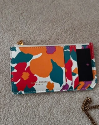 Floral-Print Leather Cardholder YSL - Image 1 of 3