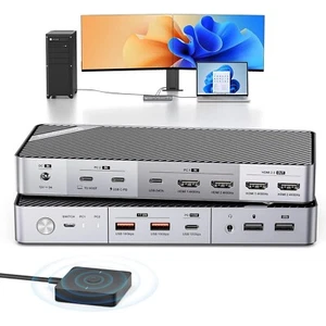 KVM Switch for Laptop & Desktop - KVM Switch Dual Monitor w. 4K@60Hz 15W Charge - Afbeelding 1 van 7