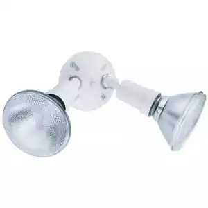 Outdoor Flood Light Fixture 2-Bulb White Adjustable Head Safety Security Lamp - Picture 1 of 11