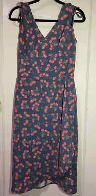 Vestido Bettie Page Línea A Retro Años 50 Rockabilly Estampado Cereza Azul M Foto 1 de 4