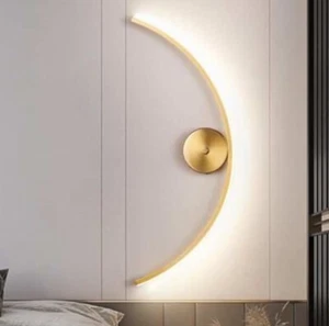 ✨ Gold Modern LED Wall Sconce - Metal Linear Wall Mounted Lamp, 4000K Indoor - Picture 1 of 8