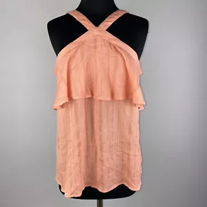 Camiseta sin mangas Maurices M metálica a rayas con volantes acento en niveles festival de verano JU - Imagen 1 de 13