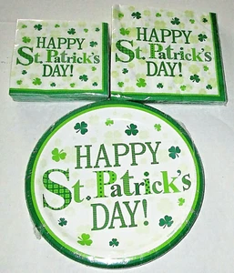 St. Patrick's Day Paper Plates & Napkins  CLOVER CRAZE/HAPPY ST.PATRICK'S DAY - Picture 1 of 1
