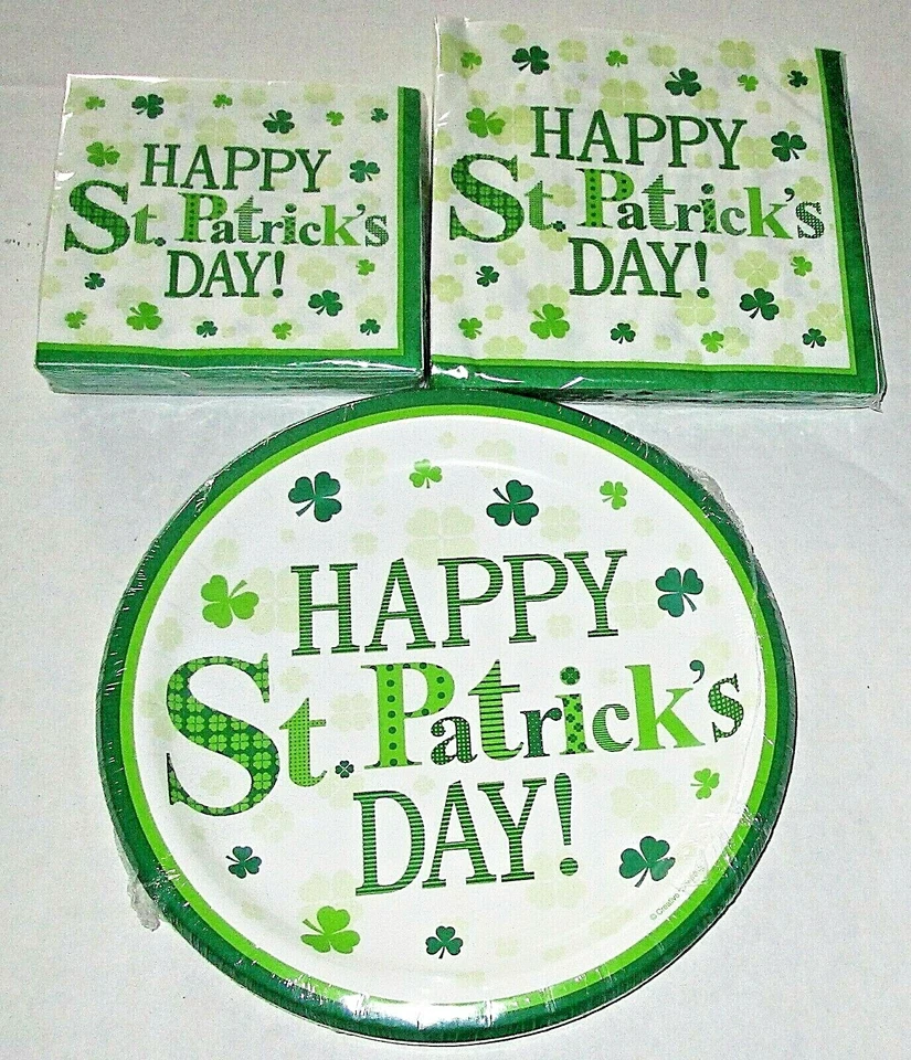 St. Patrick's Day Paper Plates & Napkins  CLOVER CRAZE/HAPPY ST.PATRICK'S DAY - Image 1 of 1