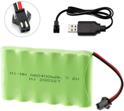 AA 2400mAh 7.2V Ni-M Battery Pack w/ SM-2P 2Pin Plug +Charger for RC Car Truck - Image 1 of 4