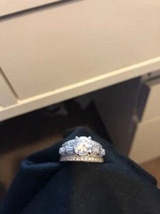 Platinum three row Simon G diamond wedding ring - Picture 1 of 6