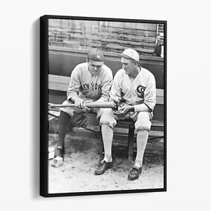 Babe Ruth & Shoeless Joe Jackson Baseball 1920er MLB Leinwand Wandbild Kunstdruck - Bild 1 von 7