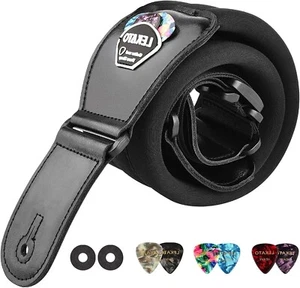 Lekato Gitarrengurt Echtleder Enden 3’’ breit Memory Foam einstellbare Länge 50"-61" - Bild 1 von 10
