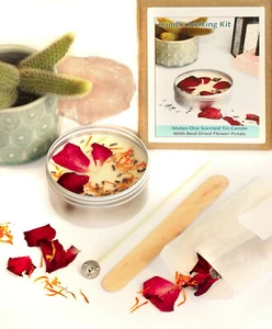 CANDLE MAKING KIT Eco Soy Wax Scented Dried Petals Rose calendula Lavender KVG - Picture 1 of 2