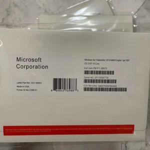 Microsoft Windows server 2019 datacenter 64Bit 16 Core License Key DVD&COA - Picture 1 of 3