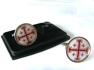 JERUSALEM KREUZ KREUZ HERALDISCHES KREUZ HERRENMANSCHETTENKNÖPFE GESCHENK - Bild 1 von 1