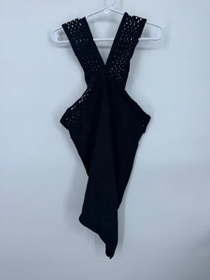 Nuevo con etiquetas Traje de baño Express de una pieza para mujer grande negro escote en V malla espalda cruzada Foto 1 de 4