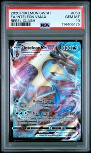 2020 POKEMON SWORD & SHIELD REBEL CLASH #050 FULL ART/INTELEON VMAX PSA 10 - Picture 1 of 2