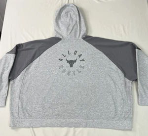 Under Armour Project Rock Hoodie Sweatshirt Mens Large Gray Baggy Oversized EUC - Picture 1 of 16