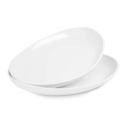 2-Pack Porcelain Oval Serving Platters, White High-Grade Durable Professional... - Image 1 of 4