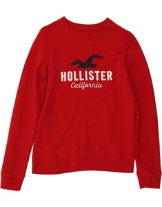 HOLLISTER Womens Graphic Sweatshirt Jumper UK 6 XS Red Cotton BU06 - Picture 1 of 3