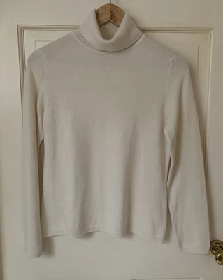 Suéter Charter Club 100% Cachemira Cuello Alto Talla M Marfil Invierno Blanco Foto 1 de 4