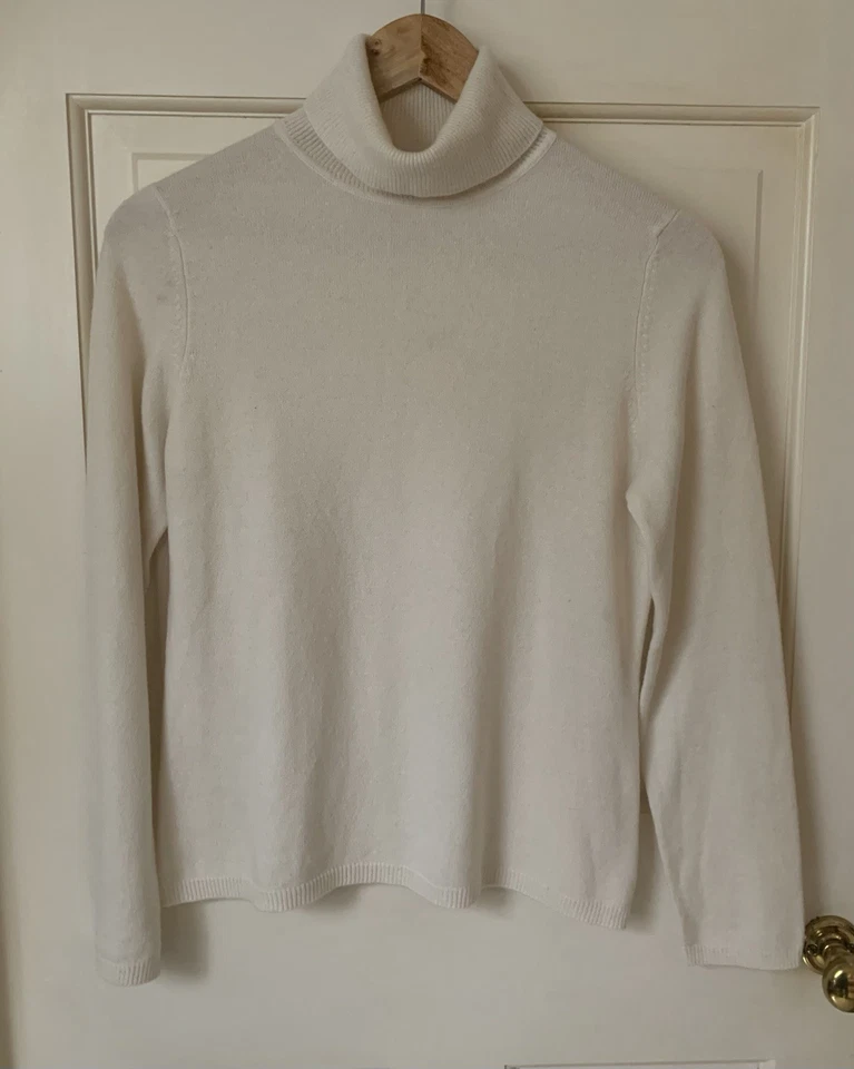 Suéter Charter Club 100% Cachemira Cuello Alto Talla M Marfil Invierno Blanco Foto 1 de 4
