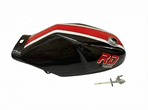 Tanque de gasolina de acero negro y rojo para Yamaha RZ350 31K YPVS RD TD LC + tapa y grifo - Imagen 1 de 7