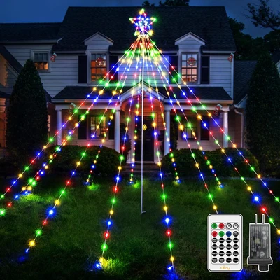 Christmas Lights Tree 340LED with Topper Star, IP67 Waterproof Remote Control Wa - Image 1 of 4