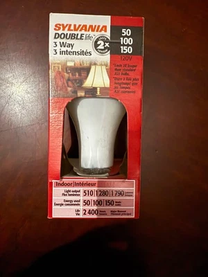 Sylvania 3 Way Light Bulb 50/100/150 reading double life indoor NOS NIB - Image 1 of 4