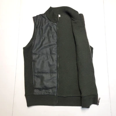 New Luciano Barbera Quilted CASHMERE Wool Silk Full Zip Vest Men XS EU 46 Green - Image 1 of 4