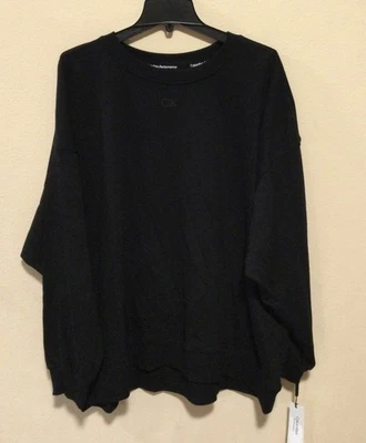 NEW Calvin Klein Performance Women's Sweatshirt Pullover Shirt 3X Black CK Logo - Image 1 of 4