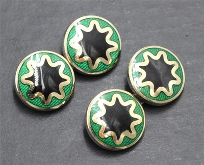 Gemelos Italia plata esterlina 925 verde esmalte tono negro y dorado para hombre Estate Foto 1 de 3