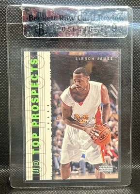 2003 UpperDeck Top Prospects Lebron James P3 Promos SP BGS RCR 9 - Image 1 of 2