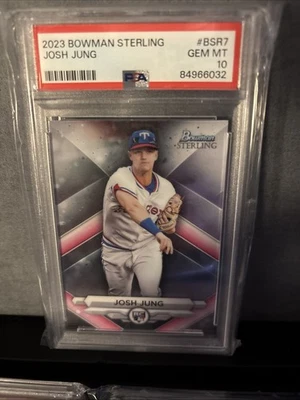 2023 Bowman Sterling Josh Jung Refractor Rookie PSA 10 Texas Rangers - Image 1 of 2