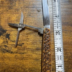 Vintage Bone W.H.Morley & Sons-Germany Knife -Cloverleaf 1913-1927 3 Blades - Picture 1 of 15