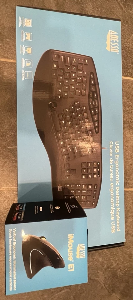 Teclado ergonómico inalámbrico Adesso Tru-Form Media 1500 y ratón láser Foto 1 de 1