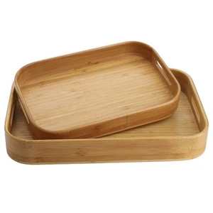 Set of 2 Serving Tray, Solid Wood Breakfast Tray with Handles, Large Food Tra... - Picture 1 of 6
