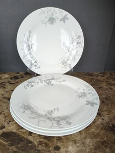 Juego de 4 Platos de Cena Oneida SKETCH GRIS Gris y Blanco Floral 10.5" Porcelana - Imagen 1 de 7