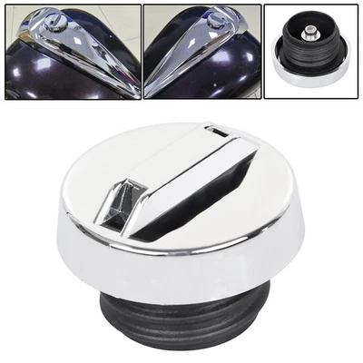 Chrome Vented Fuel Gas Tank Cap Cover For Harley Breakout Dyna Heritage Softail Foto 1 de 4