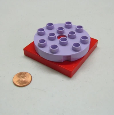 Lego Duplo Red & Purple Turntable Swivel Turn Table Block Specialty Part - Image 1 of 3