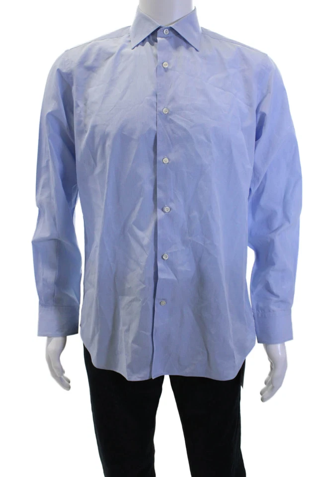 Camisa de vestir Massimo Dutti para hombre azul claro a cuadros algodón cuello en punta talla 41 Foto 1 de 4