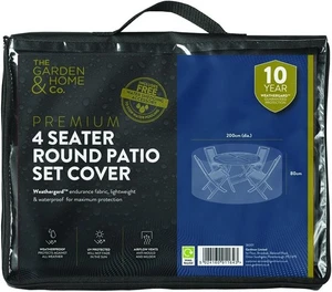 PREMIUM ROUND PATIO SET COVER GREY OUTDOOR FURNITURE 200 x 80 cm PVC *RRP£69.99* - Picture 1 of 10