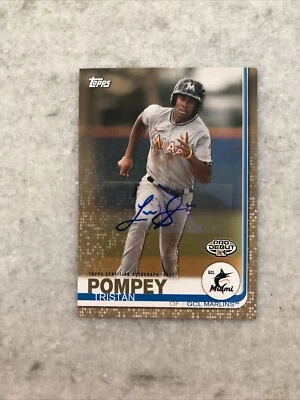 2019 Topps Pro Debut Autographs Tristan Pompey #174 Autographs Gold /50 Marlins - Image 1 of 4