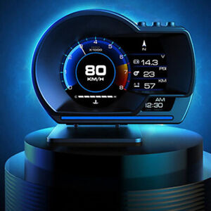 OBD2+GPS HUD Head Up Car Digital Display Speedometer Water & Oil Temp RPM Alarm