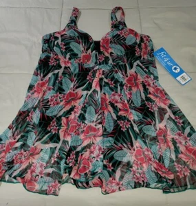 Fit 4 Ur Thighs Mesh V-Neck Flyaway Dress Floral Size 22W NWT - Picture 1 of 6