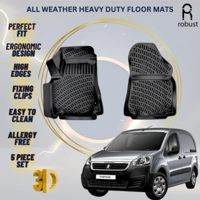 Tapetes forros para furgoneta Peugeot Partner 2008-2018 alfombras resistentes para todo tipo de clima Foto 1 de 4